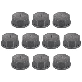 sourcing map 2 Pcs 1" Pipe Fitting Caps, Octagon Head Steel Threaded Pipe Fitting End Cap for Plumbing Water Line Decor Furniture, Black