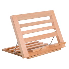 U.S. Art Supply Large Wooden Table Easel - Adjustable Incline, 2 Page Holders - Functions as Wooden Cookbook Stand, Kitchen Countertop Recipe Rack, Tablet Rest & Cook Book Holder for Kitchen Counter