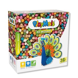 PlayMais 3D Mosaic Peacock Creative Set for Crafts for Children from 3 Years | Over 2,300 Pieces & 3D Templates | Promotes Creativity & Fine Motor Skills | Natural Toy