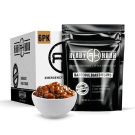 Ready Hour BBQ Baked Beans Case Pack – Freeze-Dried Emergency Food, Long-Term Storage Shelf-Stable Camping Meals, Prepper Pantry, Survival Beans – 48 Servings (6 Pouches)