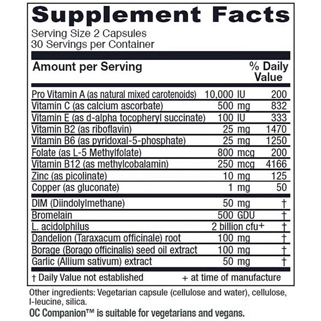 Vitanica - OC Companion - Oral Contraceptive Support - 60 Vegetarian Capsules