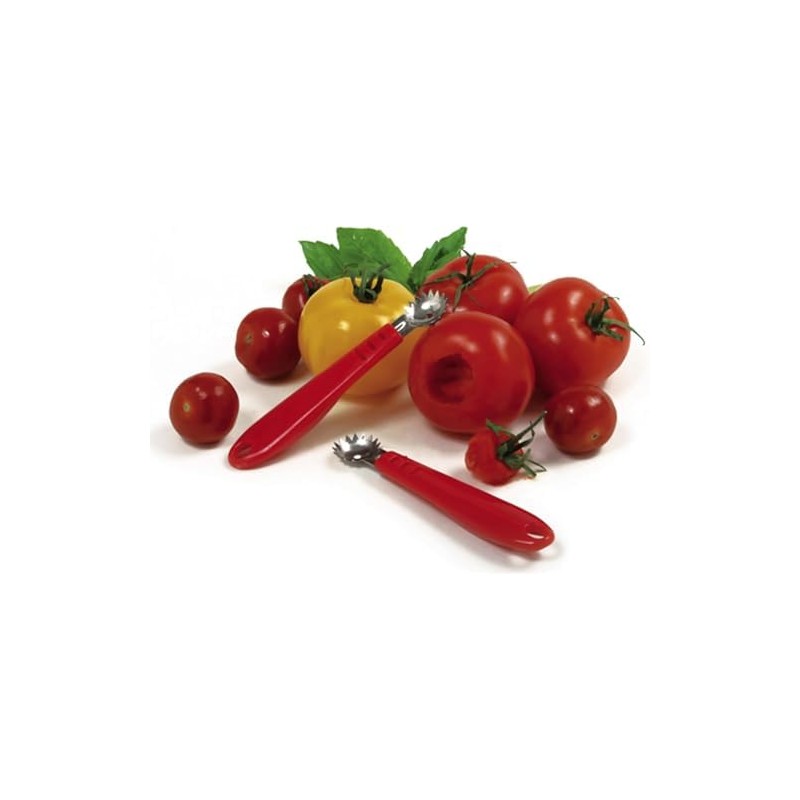 Norpro Descorazonador de Frutas de Acero Inoxidable, Rojo y Acero