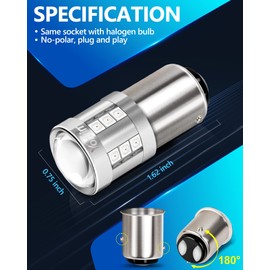 Yorkim 1157 LED Bulb Red, 3000 Lumens 2357 led bulb 300% Super Brighter 1157 LED Brake Lights, 2057 7528 BAY15D Led Replacement for Car Stop Lights Brake Lights Tail Light Bulbs, Pack of 2
