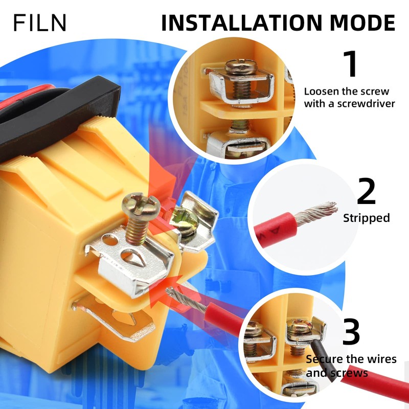 FILN 3pcs 15A KCD4 Waterproof Rocker Switch ON/Off Switch 4Pin