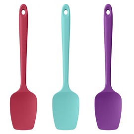 Luxiwise Silicone Spoon Spatulas Set, 600ºF Heat-Resistant BPA-Free Non-Stick Rubber Spoonulas Kitchen Baking Cooking Spoons Versatile for Scooping, Mixing, Stirring, Serving (Set of 3, Multi-3)