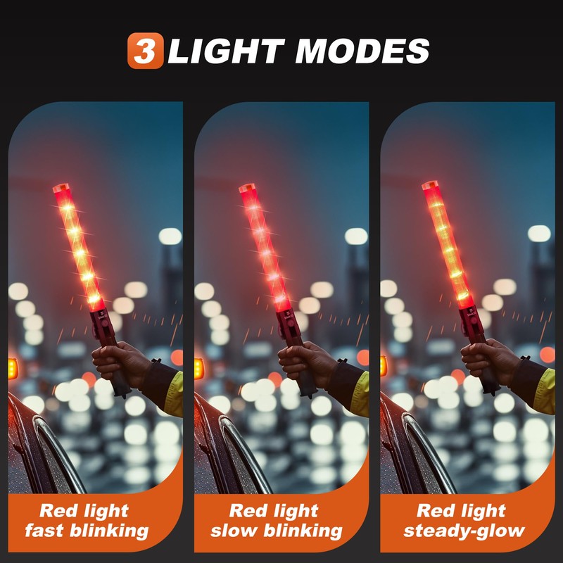SIMAZO 10 Pack 16 Inch Signal Traffic Wand, Red LED