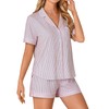 LYANER Women's Pajama Sets Striped Button Down Pj Set Sleepwear