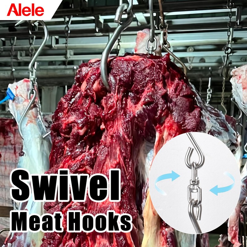 Alele 4 Packs Swiveling Meat Hook, Heavy Duty Stainless Steel