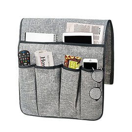 haozaikeji Hanging Remote Holder Tidy Sofa Armchair Organiser TV Remote Pocket for Recliner Remote Control Holder Tidy Couch Hanging Armrest Storage for Book, Magazines, Phone, Black & Grey