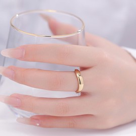 Gold Wavy Stackable Ring Band for Women | 14K Gold Plated Stainless Steel Twisted Wave Wavy Band Ring for Women | Delicate Minimalist Jewelry Wave Shaped Women's Stackable Ring | Size 5-10 (Gold, 11)