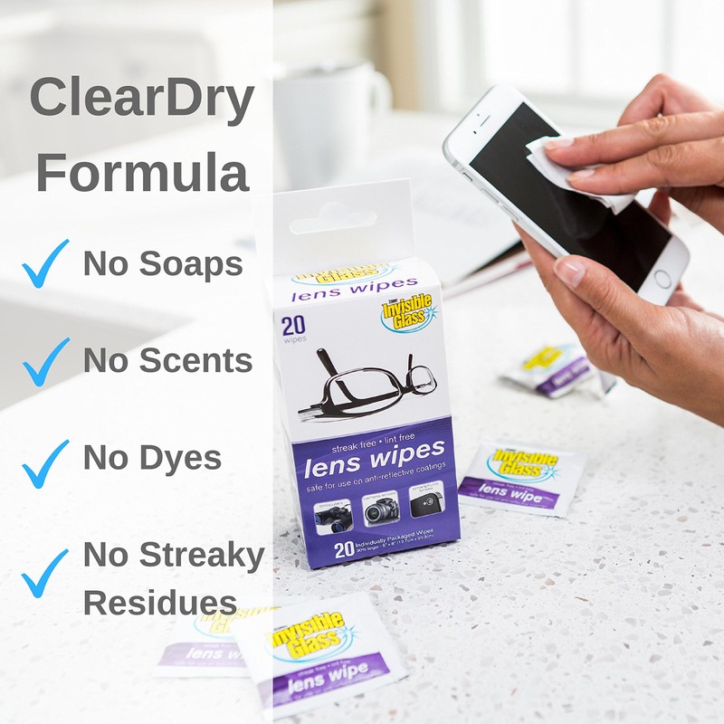 Invisible Glass 90102 Lens Cleaning Wipes – Streak-Free, Lint-Free Wipes