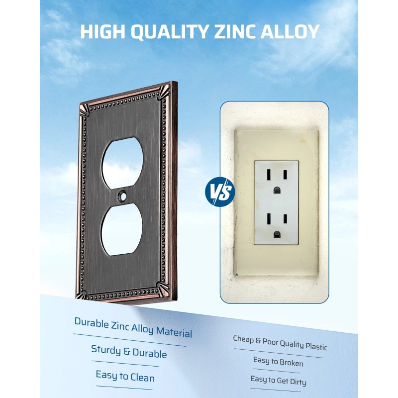 DEWENWILS Wall Plate Switch Plate Outlet Cover, Aged Bronze Light