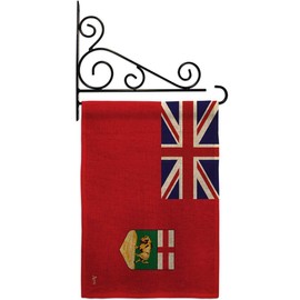Americana Home & Garden GS140934-DB-03 Manitoba Burlap Flags of The World Canada Provinces Impressions Decorative Vertical 13" x 18.5" Double Sided Flag Set Metal Fansy Wall Bracket Hardware