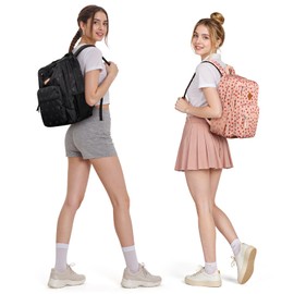 ZORFIN 26L Backpack for School, College, and Travel: Water Resistant Bookbag with 8 Compartments - Heart-shaped Strawberry pink