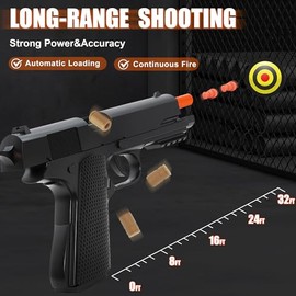 Soft Bullet Toy Gun with Shell Ejecting,Gun Fidget Toy with 100 Soft Bullets, 12 Shells and 2 Magazines,Education Toy Model,Christmas Birthday Gifts for Boys&Girls Kids Adults Age 8+(Black)