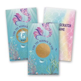 skuhyyg 50 Pack Mermaid Scratch Off Game, Mermaid Baby Shower Girls Birthday Party Activity Lottery Ticket Raffle Cards