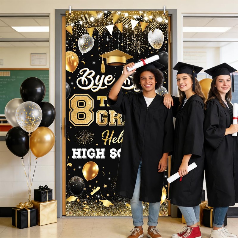 AIBIIN 8TH Grade Graduation Decorations 2026 Backdrop Bye Bye 8TH