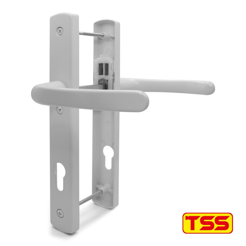 TSS White UPVC Door Handle Pair Set, 92mm PZ (Centres),