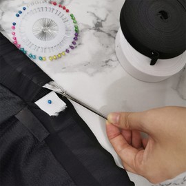 DailyTreasures 3 Pack 30 Yards Flat Elastic Bands,Mixed Size Elastic Knit Spandex Spool for Wig-Wide Elastic Spool Sewing Stretch Rope with Pins & Ruler for DIY Sewing Crafts(Black & White)