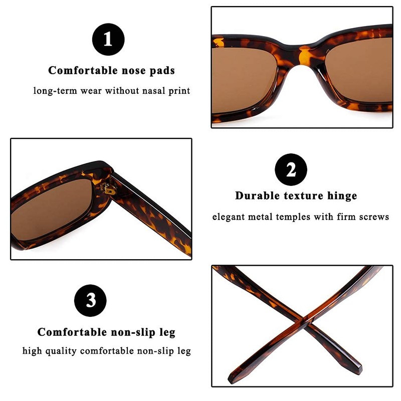 Laurinny Rectangle Sunglasses for Women Men Vintage Square 90s Sunglasses