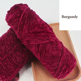 2pcs Yarn Velvet Knitting Yarn Soft Crochet Ball Craft Multi Colors, Ideal for Beginners, Kids Crafts (Burgundy)