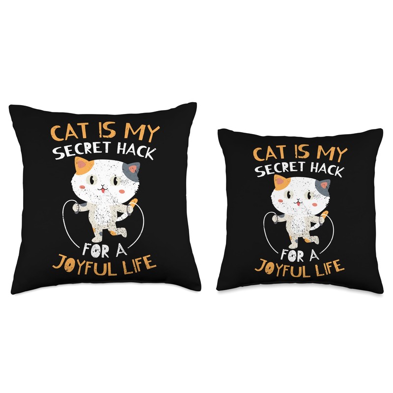 Pet Companion Friendly Kitty Happy Cat Life Hack Throw Pillow