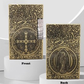 Constantine Lighter, Unique Side Wheel Trench Lighter, Refillable Butane Soft Fire Flip Lighters for Men Dad Husband Gift Collect (Bronze)