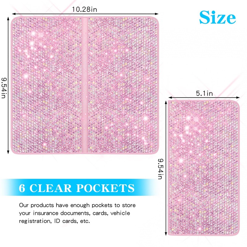 Mulixis Bling Car Registration and Insurance Holder Crystal Rhinestone Car