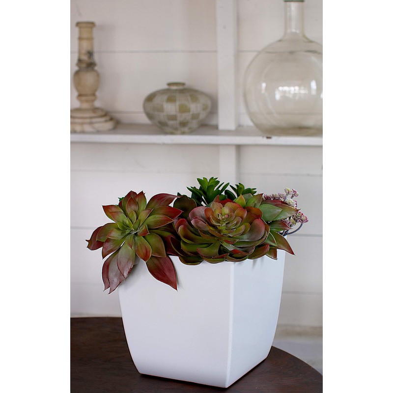 The HC Companies ASP08000P80 Square Planter, 8", Glossy White