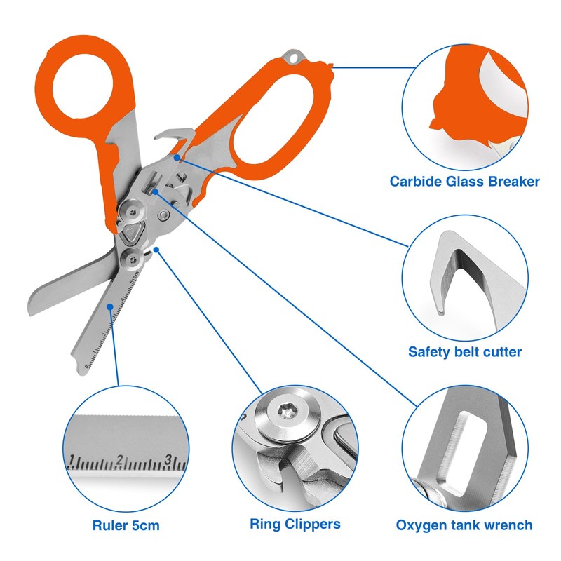 Heavy Duty 6 in 1 Multifunctional Trauma Shears Foldable |