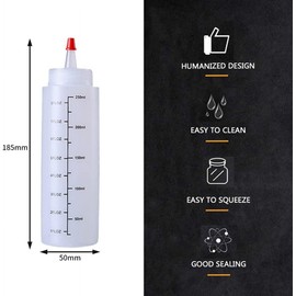 1Pc 250ml/8.80Z Squeeze Condiment Bottles, Squeeze Bottles for Sauces, Small Squeezy Measuring Bottle with Nozzle, Plastic Dispensing Bottles for BBQ Chilli Sauce Olive Oil Condiment Squeeze Bottles