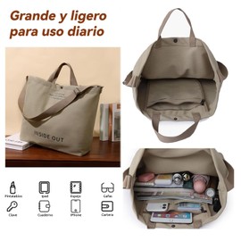 Bolso Grande De Lona Para Mujer, Bolso De Hombro Informal Bolso De Trabajo Bolso Cruzado Con Múltiples Compartimentos, Hombro Ajustable, Adecuado Para Ir De Compras, Oficina Diaria, Viajar (Café-02)