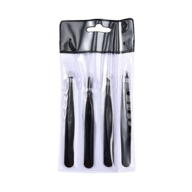 4-Piece Eyebrow Tweezers Set - Professional Stainless Steel Oblique Pointed Hair Tweezers Set, Beauty Tools (Packaged in a Transparent Bag)