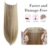 REECHO Invisible Wire Hair Extensions with Transparent Headband Adjustable Size