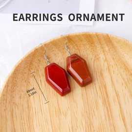 Apengshi Healing Crystal Earrings Red Jasper Coffins Shaped Crystal Earrings Reiki Energy Gift