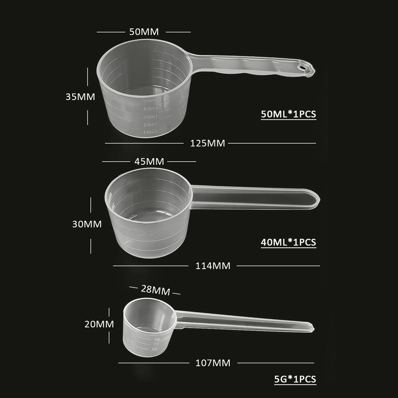 3 Measuring Spoons, Measuring Spoon 50ml, 40ml, Measuring Spoon 5g,