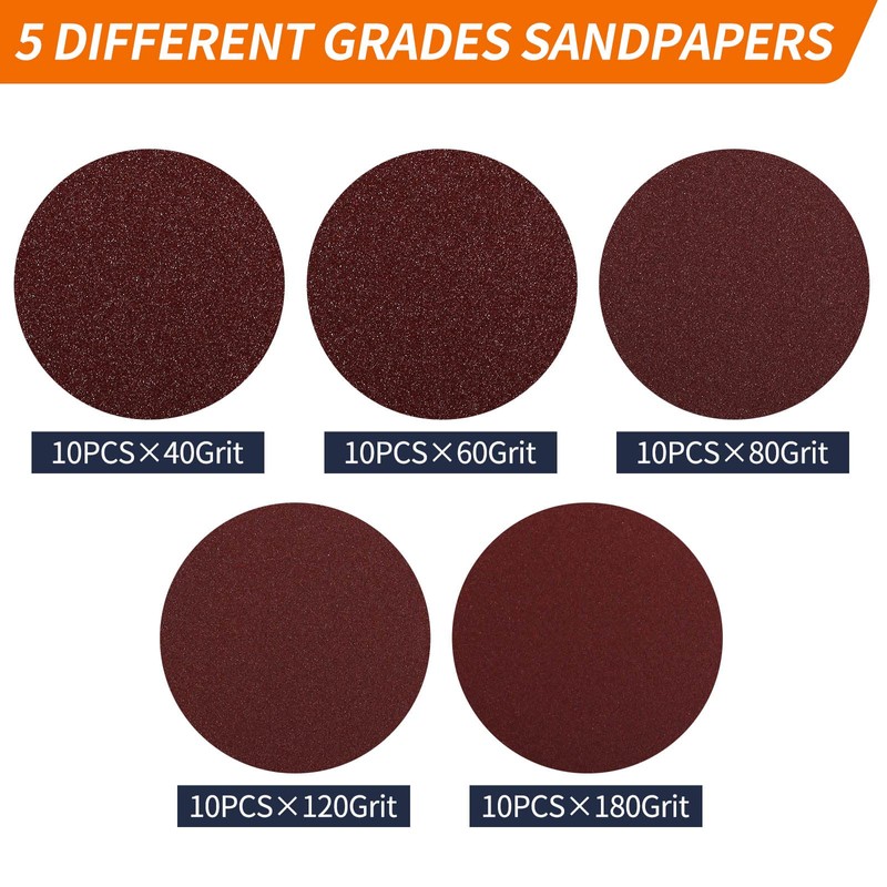 Pomsare Sanding Disc 125 M14 Including Grinding Attachment for Angle