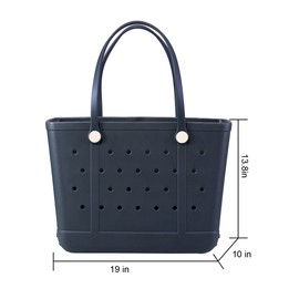 UeKeKicg Beach Bag XL Rubber Tote Bag,Travel Tote Bags Waterproof Sandproof Washable Open Beach Tote for Beach Pool Yoga (Dark Blue)