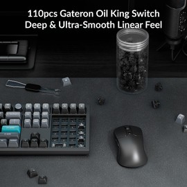 Gateron Oil King Switch - 110PCS Linear Mechanical Keyboard Switches, 55gf Actuation, 5-Pin Hot-Swappable, Pre-Lubed, 20mm Long Spring, Smooth Typing for Gaming & Office