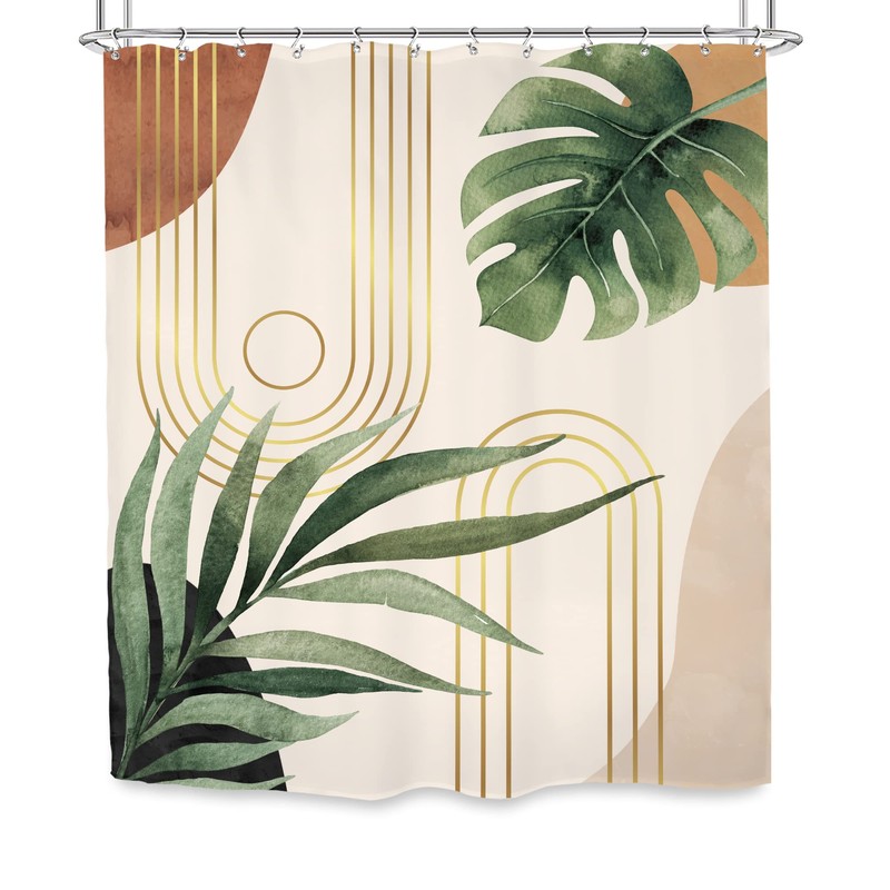 Glawry Boho Sage Green Shower Curtain 60Wx72L Inches, Abstract Bohemian
