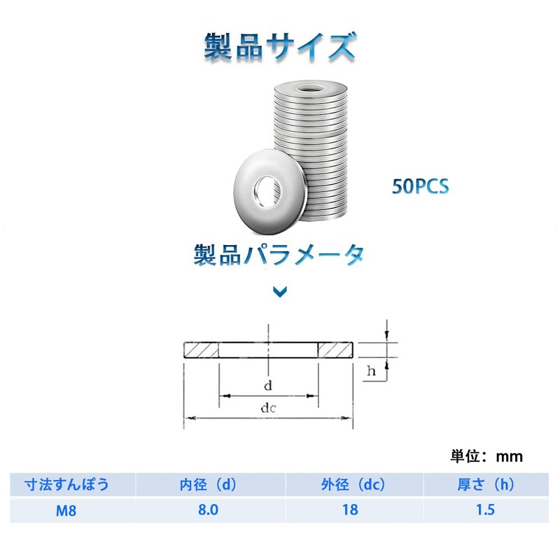 TUDOUZZZ Washers M8 304 Stainless Steel Inner Diameter 0.3 x
