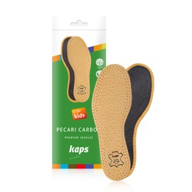 Leather Insoles for Kids Children, Natural Vegetable Tanned Leather, Absorb Odour and Sweat and Control Moisture, with Activated Carbon Charcoal, Kaps Pecari Kids (23-24 EUR / 6-7 UK Kids)