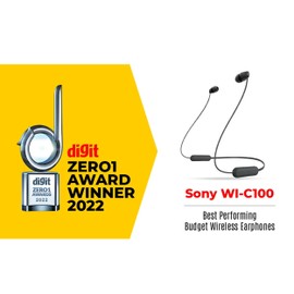 Sony kabellose WI-C100 In-Ear-Kopfhörer (bis zu 25 Stunden Akkulaufzeit, optimiert für Sprachassistenten, integriertes Mikrofon für Telefonate, Bluetooth), Taupe, klein