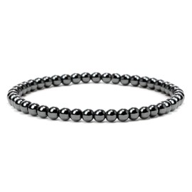 Landorilo Natural Healing Gemstone Beaded Bracelet made from 4mm Round Stone Beads, Women Men Stretch Crystal Yoga Bracelets, Christmas, Birthday Gift(R Hematite)