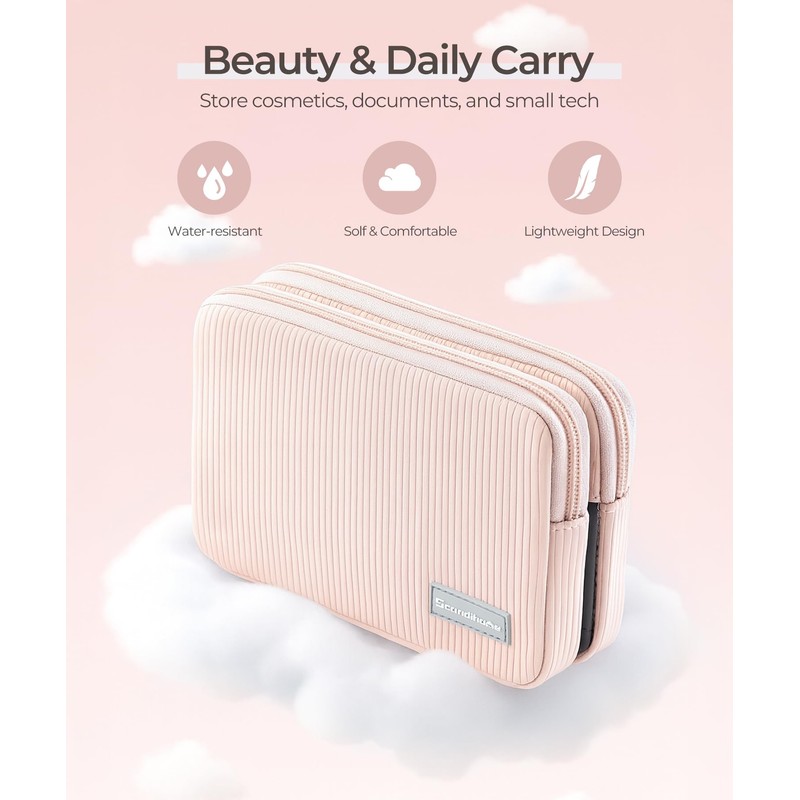 EPEDAL24 Preppy Makeup Bag, Rectangle Double Detachable Cosmetic Organizer, Clear