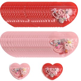100Pcs Heart-Shaped Jewelry Bags Small Bags for Small Business Heart Clear Resealable Zip Lock Resealable Baggies Cute Mini Packaging Pouch for Bracelets Rings Valentine's Day Supplies (pink&red)