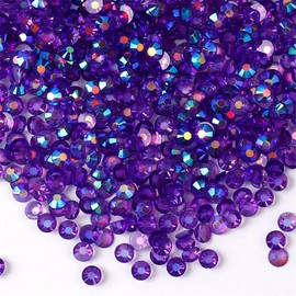 1000 Pieces SS20 5mm Flatback Rhinestones AB Clear Round Gems Crystals for Nail Art DIY Crafts Clothes Shoes Bags （Transparent Dark Purple AB）