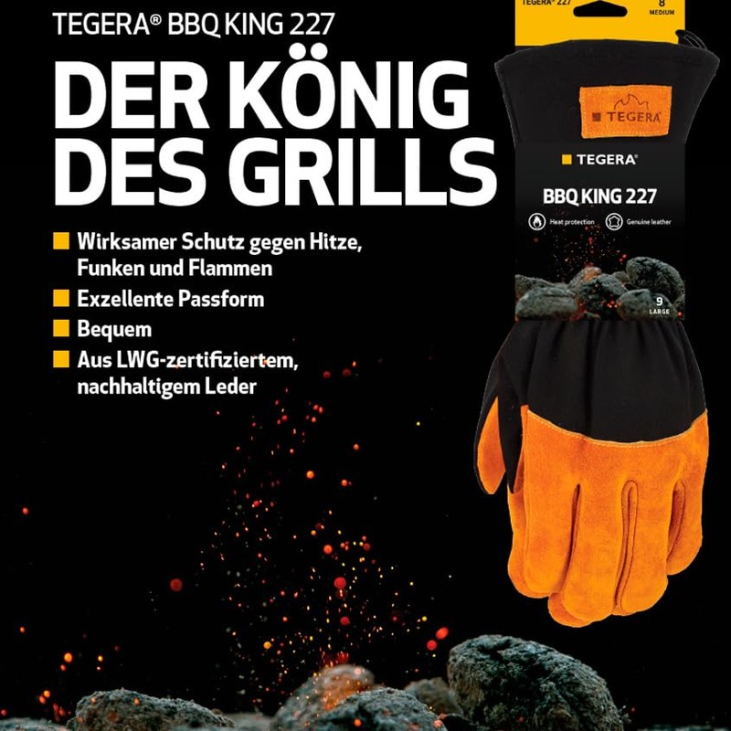 Tegera 227 BBQ King - Grillhandschuh Aus Hochwertigem Hitzebeständigem Leder