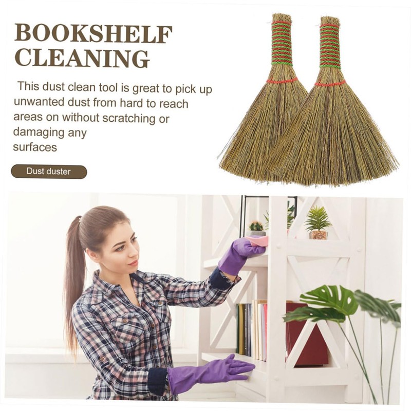 ULTECHNOVO 3pcs Small Desktop Broom Manual Short Handle Whisk Brush