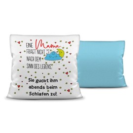 Cushion with Saying Including Filling for Children – by Mama Sinn des Leben Children/Gift for Girls and Boys/Gift Idea Children's Day Birthday – Colour Cushion Back Light Blue